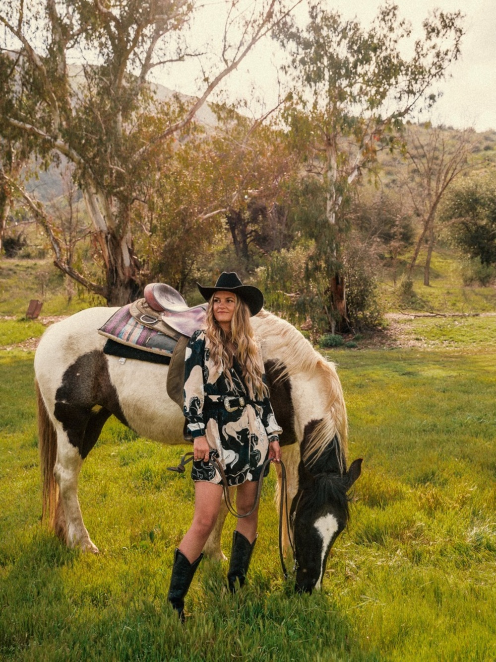 CHASING UNICORNS << Runaway horses silk crepe wrap dress - Picture 4 of 13
